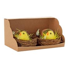 Žlté kuriatko v hniezde so škrupinkou a kvetom, sada 2 kusy.