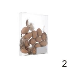 Malé plastové vajíčka s pierkami v mixe, 3,5 cm, balenie po 12 kusoch.