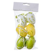 VAJÍČKA BIE/ŽL/ZEL KVET. VZOR PLAST S/6 4*4*6CM - FLORASYSTEM