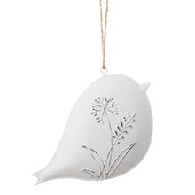 ZÁVES VTÁČIK KVET. MOTÍV BIELY PLECH 14*9*2CM - FLORASYSTEM