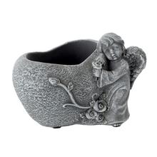 OBAL SRDCE ANJEL CEMENT SIVÁ 15.5x13x12.5CM - FLORASYSTEM