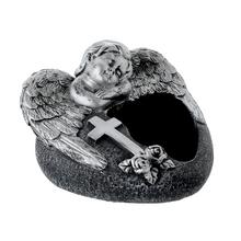 OBAL SRDCE ANJEL CEMENT SIVO STRIEB. 16x17.5x11CM - FLORASYSTEM