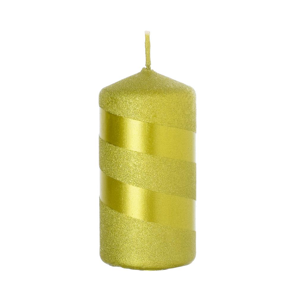 Vianočná sviečka s glitrom v olivovej farbe.
