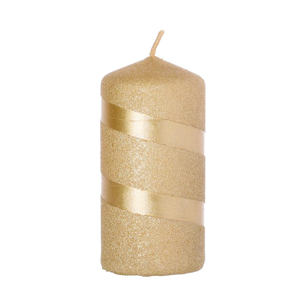Vianočná sviečka s glitrom v zlatej farbe.