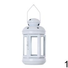 Kovový vianočný lampáš v bielej a červenej farbe.