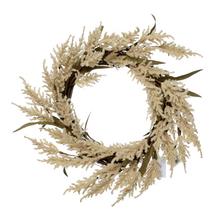 Veniec z umelých kvetov s amarantom v krémovej farbe, priemer 45 cm.