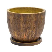 J90 KVETINÁČ + MISKA OKRÚHLY LINCY TM.HNEDÁ 24H19,6CM S - FLORASYSTEM