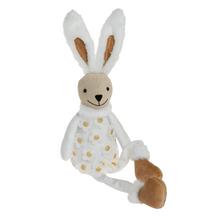 Textilný zajačik s dlhými nohami.