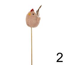 Zápich kuriatko v mixe, žlté a ružové, s perím.