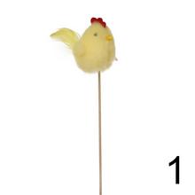 Zápich kuriatko v mixe, žlté a ružové, s perím.