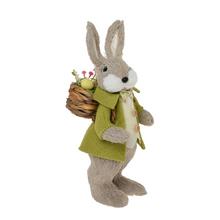 ZAJAC S KOŠÍKOM SLAMA 15x9x31CM ZELENÝ - FLORASYSTEM