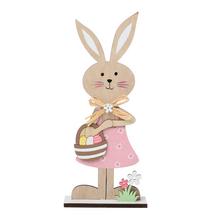 ZAJAČICA S KOŠÍKOM DREVO 11x4,5x25,5CM ŘUŽOVÁ - FLORASYSTEM