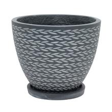 J44 KVETINÁČ + MISKA EVE ČIERNA 24CM H19,6CM S - FLORASYSTEM