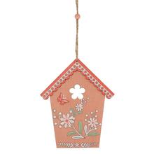 ZÁVES DOMČEK DREVO 12,5x15CM ORANŽOVÝ - FLORASYSTEM