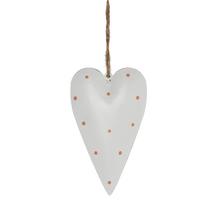 ZÁVES SRDCE S BODKAMI KOV 6,5x11CM BIELE - FLORASYSTEM