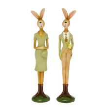 Keramické zajačiky v oblečení, zelený mix.