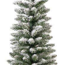 Úzky vianočný stromček Pencil so snehom, výška 150 cm, priemer 45 cm.