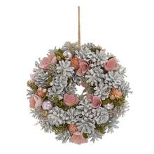 VENIEC ŠIŠKOVÝ BIELY,PLODY, GUĽKY 25,5*25,5*8,5CM - FLORASYSTEM