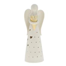 ANJEL BIELY, ZLATÉ SRDCE PORCEL. 9*8,5*25,5CM - FLORASYSTEM