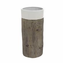 Obal váza s dreveným vzorom, hnedobiely keramický