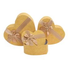 DARČEKOVÁ KRABIČKA SRDCE MAŠĽA S/3 22,7x19,8x9-30,8x28x11,7CM ZLATÁ MATNÁ - FLORASYSTEM