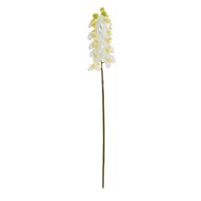 Umelá orchidea GF14400 s bielymi kvetmi a zelenými detailmi.