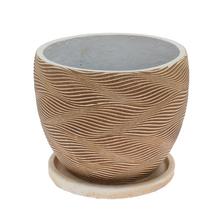 J124 KVETINÁČ + MISKA KIKI ŠEDO - HNEDÁ 24x19,6CM S - FLORASYSTEM