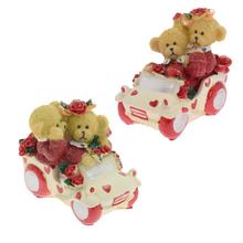 MEDVEDÍKY V AUTÍČKU ČER/HNE/KRÉM MIX/2 6*9*8CM - FLORASYSTEM