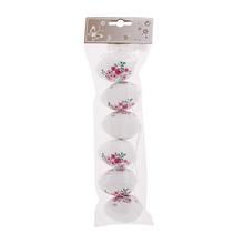 ZÁVES VAJÍČKA BIELE S KVETMI S/6 PLAST 6CM  - FLORASYSTEM