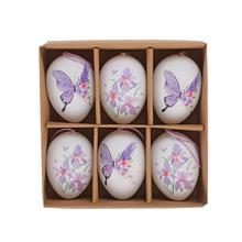 ZÁVES VAJÍČKA BIELE MOTÝĽ/KVET S/6 PLAST 6CM - FLORASYSTEM