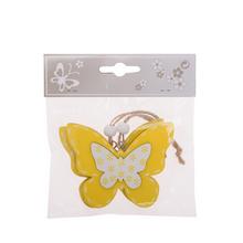 ZÁVES MOTÝĽ ŽLTÝ DREVO S/2 8,5*7CM - FLORASYSTEM