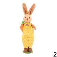 Hnedo-žlté zajačiky s textilným oblečením, 22 cm.
