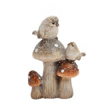 HRÍBIKY S VTÁČIKMI BIE/OR POLY 10,5*6*15CM - FLORASYSTEM