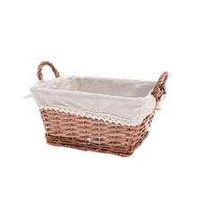 PRÚT. KOŠÍK OBDĹŽNIK ŠEDÝ S RÚČKOU BIELA LÁTKA 28x23x15CM - FLORASYSTEM