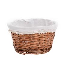 PRÚT. KOŠÍK OVÁL HNEDÝ BIELA LÁTKA 29x23x15CM - FLORASYSTEM
