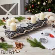 Šedý adventný svietnik s miestom pre štyri sviečky.