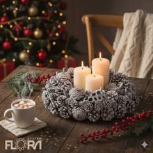 Biely šiškový veniec s lotosom, priemer 34 cm.