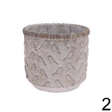 Obal cementový okrúhly s vtáčikmi, 11,5x11,5x10 cm