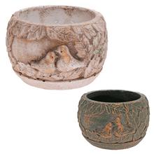 OBAL CEMENT OKRÚHLY VTÁČIKY  12,5X12,5X7,5CM - FLORASYSTEM