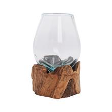 Kvetináč z teakového dreva so sklom.