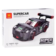 Technické bloky športového auta v sivej farbe s 166 dielikmi a nálepkami.