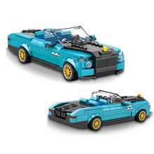 Technické bloky Retro auto MODRÝ KABRIOLET so zlatými diskami.