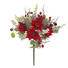 KYTICA VIANOČNÁ RUŽA ČERVENÁ, ZELEŇ 38CM - FLORASYSTEM