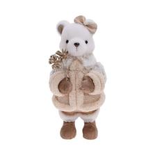 MEDVEDICA V KABÁTIKU BIE/BÉŽ TEXTIL 18*16*36CM - FLORASYSTEM