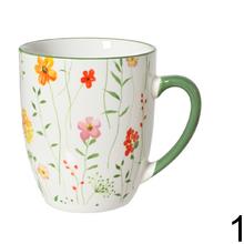 Hrnček porcelánový s farebným okrajom a uškom, 2 rôzne dizajny.