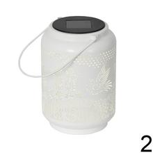 Solárny lampáš v dvoch farbách, kovový, stabilný.