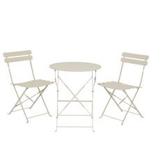 Stôl záhradný /stoličky 2ks biela vonkajšia oceľová súprava Helsingborg V71/pr.60cm - FLORASYSTEM