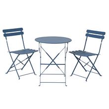 Stôl záhradný stoličky2 modrý Vonkajšia oceľová súprava Helsingborg D.60cm H.71cm - FLORASYSTEM