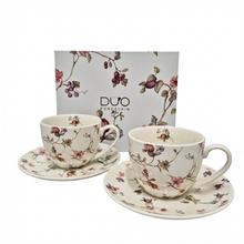 Šálka s podšálkou S/2 2700ml s kvetinovým vzorom