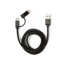 Nabíjací kabel 2v1 s USB a Lightning konektorom